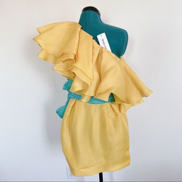 PRABAL GURUNG Carsix 100% Silk One Shoulder Dress - Picture 12 of 12